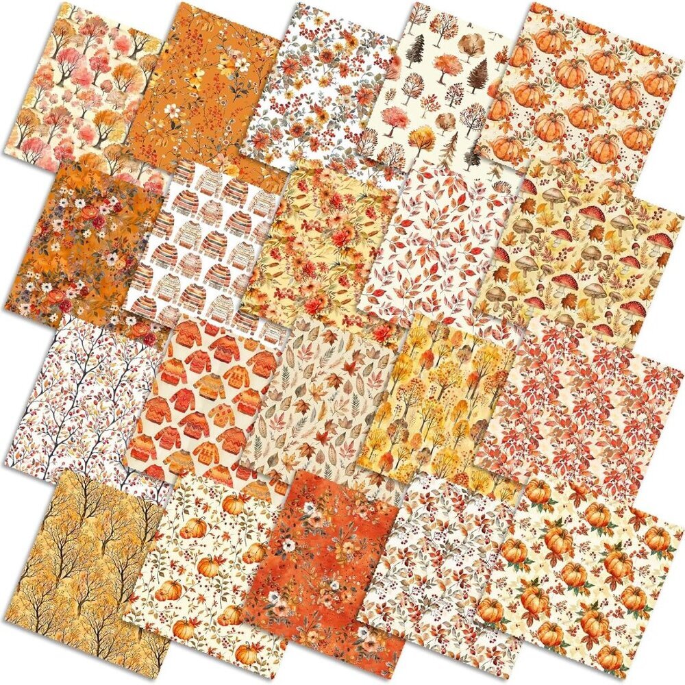 60 Pcs 10 x 10 Inch Fall Quilting Fabric Squares Thanksgiving Fat Patchwork Prec